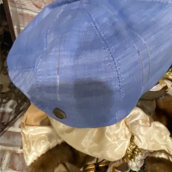 Textured Blue Hat with Grid Pattern - Picture 3 of 5